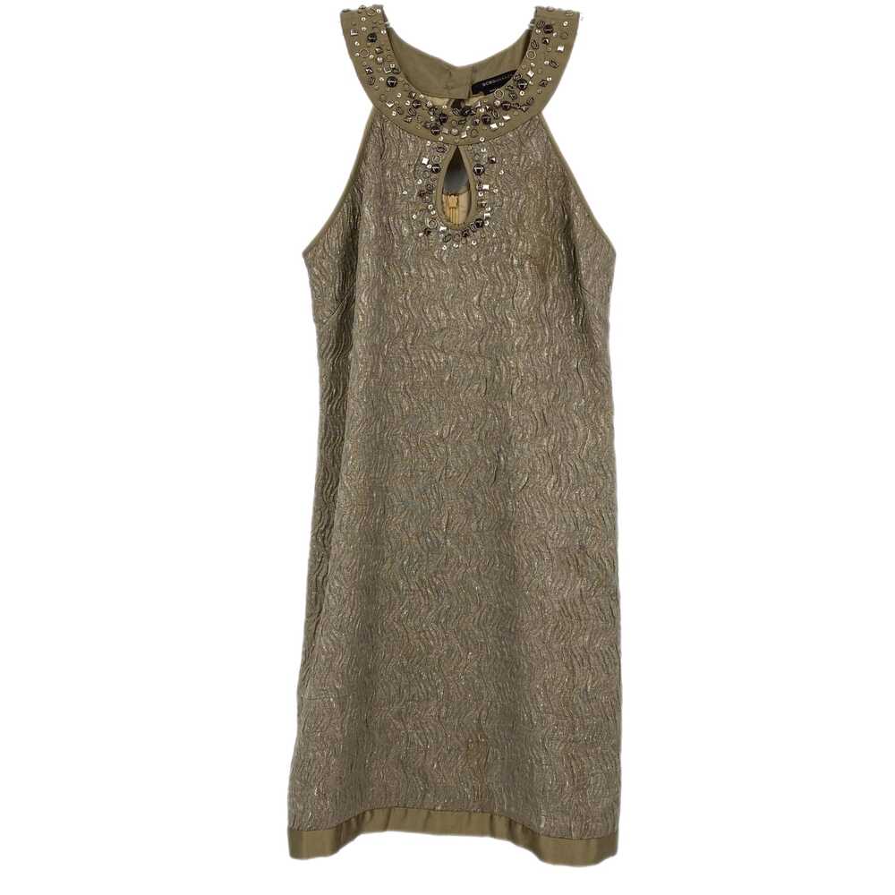 BCBGMaxAzria Gold Mini Dress Halter Neck Sleeveless | Womens 8